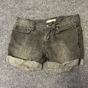 Bullhead Shorts Womens Size 1 Black Faded Denim Cuffed Low Rise Casual Stretch